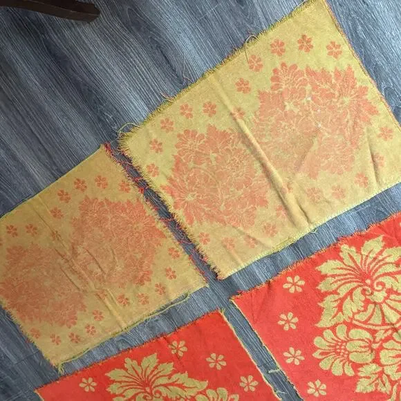 VTG Set of 4 St. Marys orange 100% cotton floral reversible bath hand towels MCM